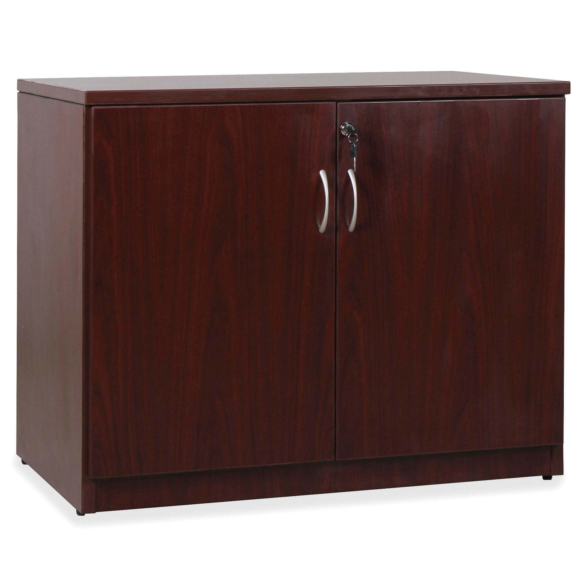 Lorell Essentials Series Mahogany Laminate 2-Door Cabinet, 36 x 22-1/2 x 29-1/2 Inches, Mahogany 1505948
